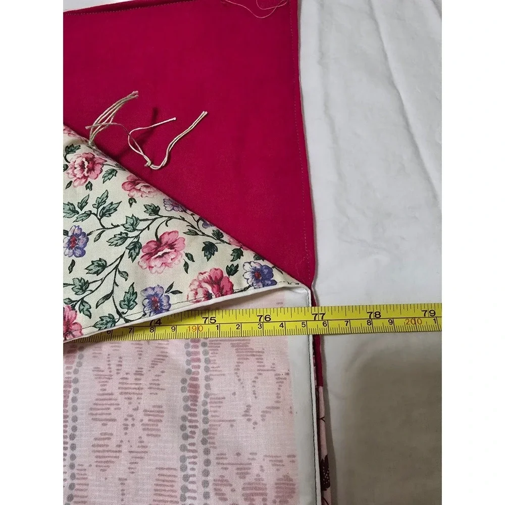 New Handmade Patchwork Quilt Pink Floral Green Folk Art Full Throw Blanket /0188